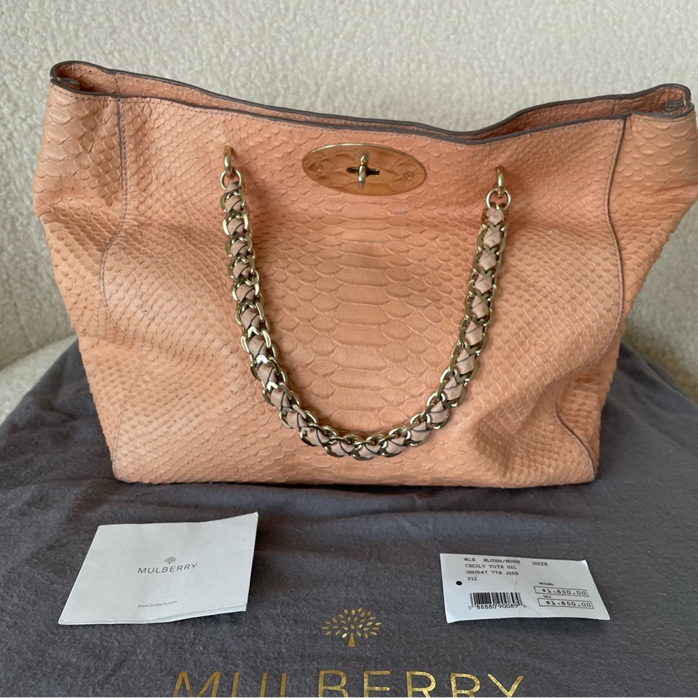 Mulberry blush/nude medium sized Cecily tote with gold hardware. - Picture 6 of 10
